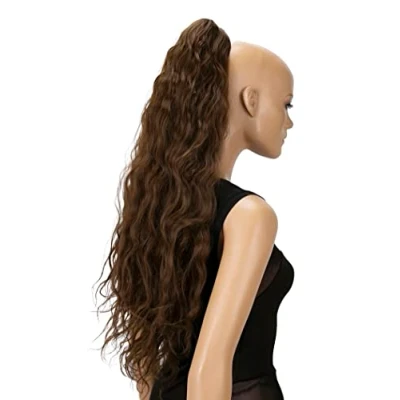 Immagine di CAISHA 70 Extra Lungo Voluminoso Ondulato Coda Di Cavallo Parrucchino Fibre Sintetiche Resistenti Al Calore Con Clip A Farfalla Marrone H724