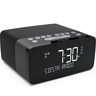Immagine di Pure Siesta Charge Radiosveglia con carica wireless per cellulari (radio digitale DAB/DAB+, radio FM/FM, Bluetooth, USB, AUX, 40 stazioni preimpostate) Nero grafite