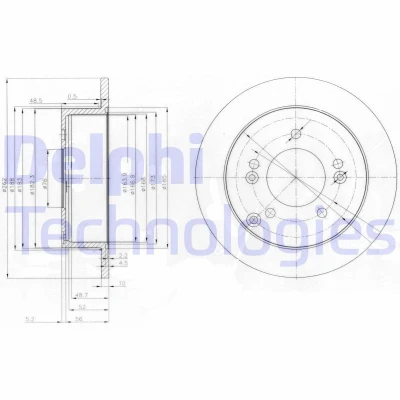 Immagine di DELPHI BG3799 Disco freno 262 10 5 pieno Oleato non trattato senza cuscinetto ruota, anello sensore ABS HYUNDAI: Tucson, Elantra IV Sedan