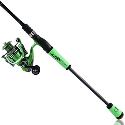 Immagine di Sougayilang Set di canna da pesca con mulinello, ultra leggera, portatile, ad alto tenore carbonio, 4 pezzi, e mulinello viaggio, spinning 2,4 m, GB3000