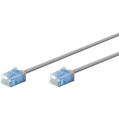 Immagine di goobay Cavo patch CAT 6A slim/ultra flessibile RJ45 U/UTP CU/Cavo Ethernet sottile con connettori corti/LSZH, protezione antipiega/grigio 5 m / 74225