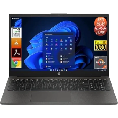 Immagine di HP 255 G10 Notebook, CPU AMD Ryzen 3 7320U 4.1 GHz Max, Display 15.6&quot; Full HD, 8GB RAM, 512GB NVMe SSD, Windows 11 Pro, Portatile Pronto All&#039;Uso