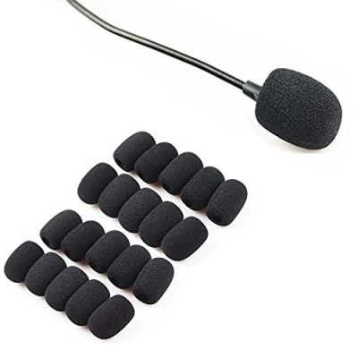Immagine di SHULLIN 20 pezzi microfono filtro vento di ricambio protezione antivento in schiuma custodia mini auricolare parabrezza per inverso, e (nero)