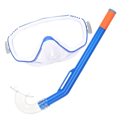 Immagine di com four® Set Snorkeling 2 Pezzi per Bambini dai 3 ai 6 Anni Piccoli Occhiali subacquei e boccaglio Immersioni (Bambini Trasparenti)