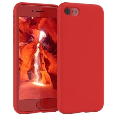 Immagine di EAZY CASE Silicone Custodia per cellulare compatibile con iPhone SE (2022/2020) / 8/7, Slimcover protezione della fotocamera e fodera, in silicone, copertura protettiva, Rosso