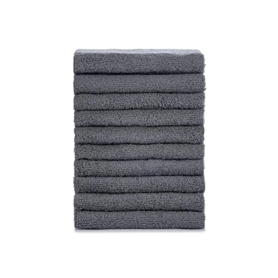 Immagine di Tuiste set di asciugamani in 100% cotone, da 8 pezzi: 2 teli bagno, 4 asciugamani, per ospiti, morbidi e assorbenti. Colore: (10 colore grigio antracite)