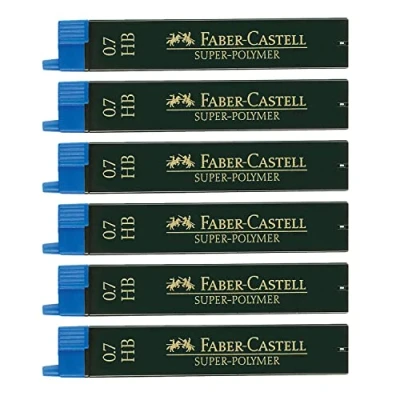 Immagine di FABER CASTELL 205039 Set di mina Super Polymer, 6 pezzi con 12 ciascuno, 0,7 mm, durezza HB