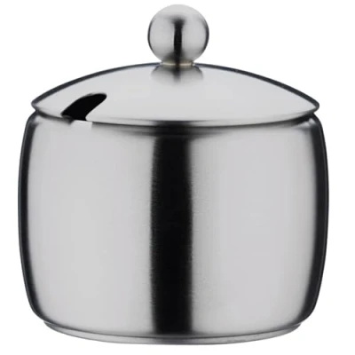 Immagine di Café Stal BS 005 Stål Bellux Range Premium Zuccheriera in Acciaio Inox 18/10, lucidata a Specchio, Coperchio con scanalatura, 150 ml, Inossidabile, Argento