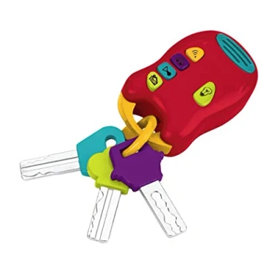 Immagine di Battat Chiavi Giocattolo 3 Tasti e Telecomando con 4 Suoni Divertenti Mini Torcia per Auto Bambini Ragazzi Luminose sonore, 10 Mesi +