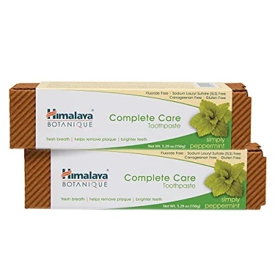 Immagine di Himalaya Botanique Simply Peppermint ToothpasteRemoves Plaque &amp; Bad Breath Prevents Tooth Decay Bleeding Gums Flouride free 150g (Pack of 2)