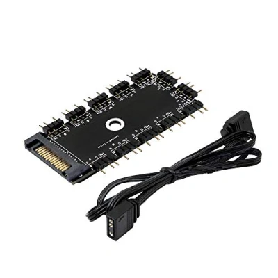 Immagine di CERRXIAN porte ARGB Hub 1 a 11, con 12 5V 3Pin RGB LED, Splitter Porta SATA, supporto nastro adesivo e fissaggio vite