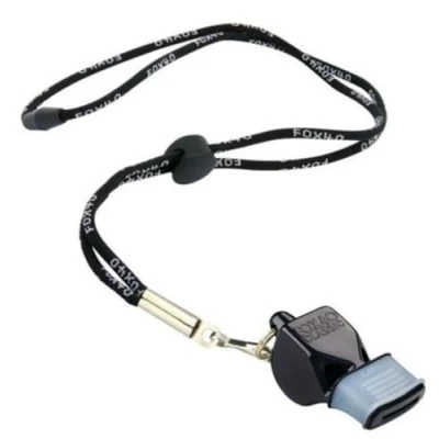 Immagine di Fox 40 Official Whistle Break Away (Black), Fischietto Ufficiale CMG Classico con Cordino Staccabile, Colore: Nero Unisex Adulto, 115 Db (Single with Lanyard)