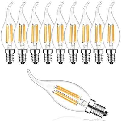 Immagine di Suncan 10pcs E14 LED Candela Dimmerabile, Lampada 4W Bianco Caldo, Caldo 2700 Kelvin, 360LM, 360 Angolo di Fascio, AC220V, Classe Energetica F