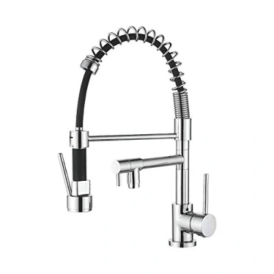 Immagine di Ibergrif M22131 Miscelatore da Cucina con Doccetta Estraibile, Rubinetto per Lavello due Erogatori, Cromo