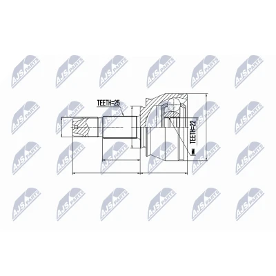 Immagine di NTY NPZ FT 032 Kit Giunto Omocinetico Cambio manuale a 5 marce, manuale, Trasmissione automatica Assale anteriore Sx, Dx