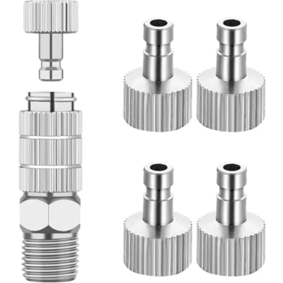 Immagine di ABEST Kit di adattatori per raccordi a sgancio rapido dell&#039;accoppiatore dell&#039;aerografo con 5 pezzi connettori femmina da 1/8&quot; e 1 adattatore maschio compressore d&#039;aria, tubo