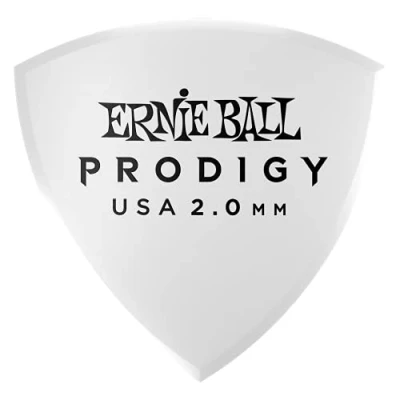 Immagine di Ernie Ball, Prodigy Large Shield, Plettri da 2,0 mm, colore bianco, confezione 6