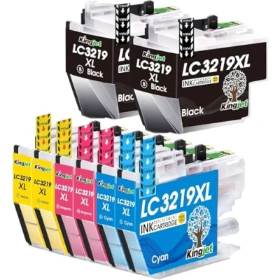 Immagine di KINGJET LC3219XL LC3217 Cartucce d&#039;inchiostro Compatibile con Brother LC 3219XL per MFC J5330DW J5335DW J5730DW J5930DW J6530DW J6930DW (8 Pack)