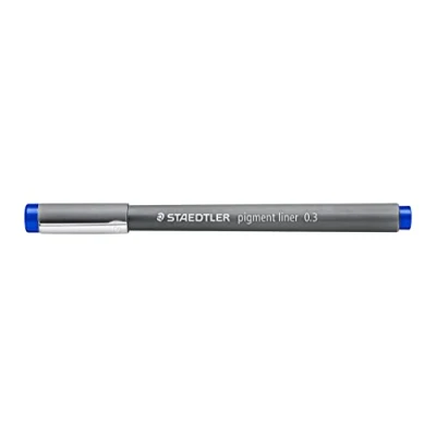 Immagine di STAEDTLER Pigment Liner, blu, larghezza linea 0,3 mm, inchiostro pigmentato per documenti, punta lunga in metallo, durata, 10 fineliner scatola di cartone, 308 03 3