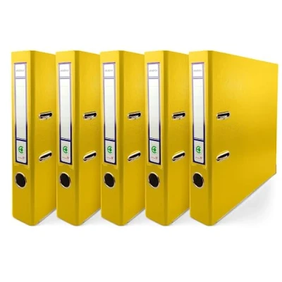 Immagine di Netuno 5x raccoglitore a4 a leva giallo registratore archivio dorso 5 cm con 2 anelli carte faldone ad cartone documenti quaderno grande rigido