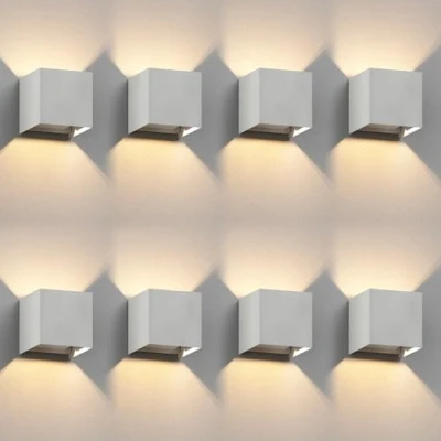 Immagine di ledscom.de 8 x CUBEL lampada da parete per esterni, IP65, up/downlight, bianco opaco, angolare, 1x G9 max. 10W