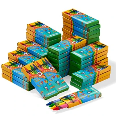 Immagine di THE TWIDDLERS 50 Sets di Pastelli a Cera Colorate Bambini, 4 Crayons per Scatola, 200 Totale Bomboniere e Pignatta