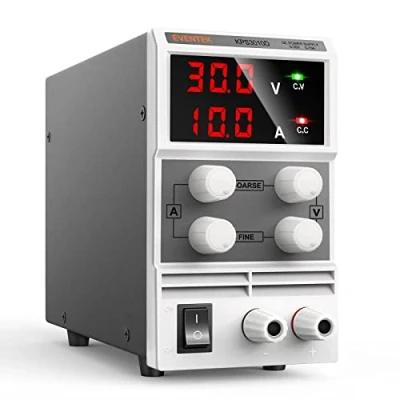 Immagine di alimentatore da banco,Eventek 30V 10A laboratorio, Regolabile Stabilizzato banco,cavo di alligatore/cavi prova