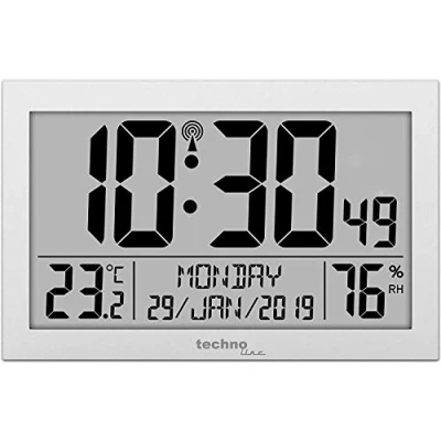 Immagine di Technoline WS 8016 Digital Radio Wall Clock with Temperature and Humidity Display
