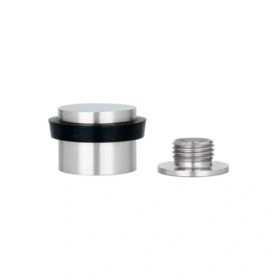 Immagine di EVI Herrajes Fermaporta adesivo o con vite 28 x 21 mm gomma nera acciaio inossidabile Include base filettata adesiva + tassello di fissaggio Mod. I 199 DUAL