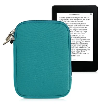 Immagine di kwmobile Custodia Universale per eReader Copertina in Neoprene petrolio con Chiusura a Zip Misura 17 x 12 2 cm Astuccio portatablet
