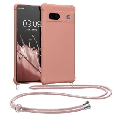 Immagine di kwmobile Custodia Compatibile con Google Pixel 7a Cover Back Case in Silicone TPU Protezione Smartphone Cordino madre perla