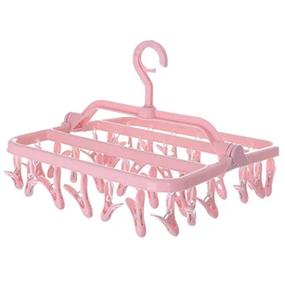 Immagine di Appendino Calzini Pieghevole，Stendibiancheria salvaspaziocon 32 mollette in plastica per calze, biancheria intima, reggiseni, vestiti bambini