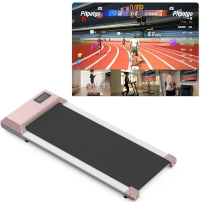 Immagine di Superun Tapis Roulant 2.5HP Elettrico con App e Telecomando Walking Pad da Scrivania capacità di 136 kg per Casa o Ufficio Grigio
