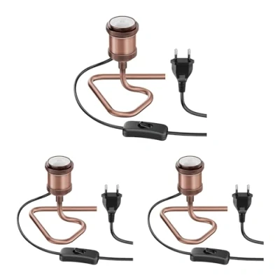 Immagine di ledscom.de 3 pezzi lampada da tavolo RETRA, interruttore, bronzo, 1x E27 max. 60W