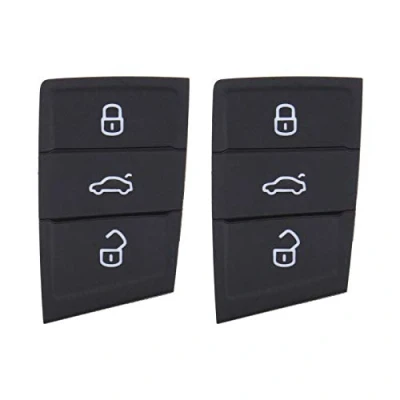 Immagine di Create idea 2 x 3 pulsanti auto telecomando sostituzione pad in gomma nera per serratura sblocco bagagliaio compatibile con Polo Golf 7