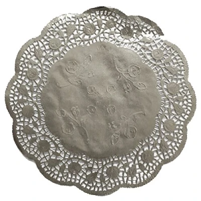 Immagine di Kunze Torte Pizzo Rotondo, in Rilievo, 100 Pezzi (Ø 24 cm), Rivestito, Carta, Argento, x 1 cm, unità
