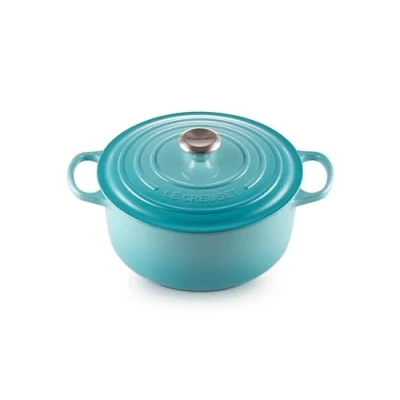 Immagine di Le Creuset Cocotte rotonda Evolution in ghisa vetrificata con Coperchio, diameter 26 cm, Blu Caribe, 21177261702430