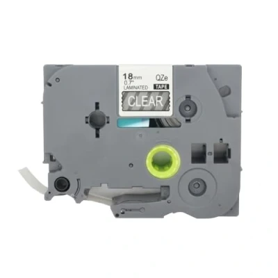 Immagine di BROVACS 1 nastro adesivo laminato bianco su trasparente, compatibile con stampante Brother P Touch TZ 145 TZe 18 mm 3/4&quot; OPA4145