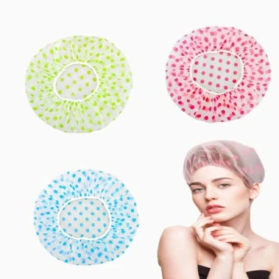 Immagine di Cuffia Doccia, 3 Pezzi Riutilizzabile da Bagno Donna, Fascia Elastica Impermeabile in Plastica, Donne Capelli Protezione per Donna Doccia Spa Salon Uso Domestico