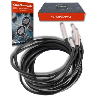 Immagine di AZDelivery 2 x DS18B20 Sonda di Temperatura Digitale Sensore con Cavo da 3 Metro Impermeabile compatibile Arduino E Raspberry Pi incluso un Book!