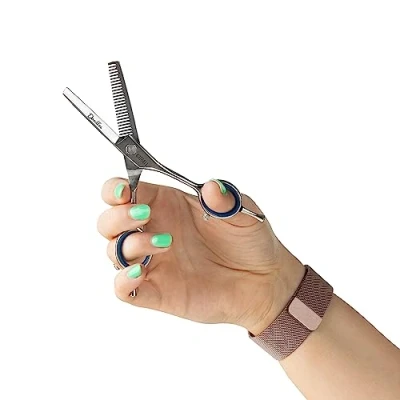 Immagine di Mikki Doodle, Forbici per Cani, Cuccioli e Zampe, Lama Semi Convessa affilata Resistente, Denti a V, Punte di Sicurezza smussate, Vite Tensione Regolabile Controllo precisione, 12,7 cm