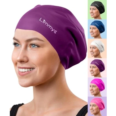 Immagine di Limmys Cuffia Piscina per Adulti con Capelli Lunghi Donna e Uomo 100% Silicone Nuoto di qualità Superiore, Elastica Comoda Disponibile in Diversi Meravigliosi Colori