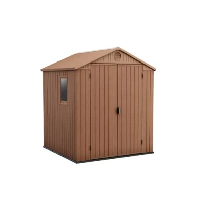 Immagine di Keter Casetta da Giardino Darwin 4x4, Finitura Effetto Legno, Colore Marrone, 1,4 m², 125,8x117x205H cm