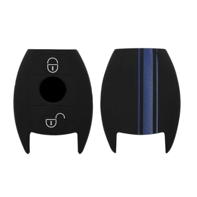 Immagine di kwmobile Custodia Coprichiave Compatibile con Mercedes Benz 2 Tasti (Solo Keyless Go) Cover Copritelecomando Chiave Auto Copri Chiavi Macchina Strisce Rally