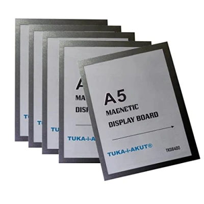 Immagine di TUKA i AKUT 5x A5 Cornice Magnetica Autoadesiva per Espositore, Display su Superfici Lisce e Solide, Incernierata, Cambio Rapido, Confezione da 5, Nero TKD8400