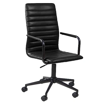Immagine di Amazon Basics Sedia da ufficio in ecopelle, 58 x 103 cm, nera, Nero