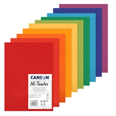Immagine di Canson carta Mi Teintes (Nido api), Confezione da 10 fogli A4, 160 g/m², Colori brillanti