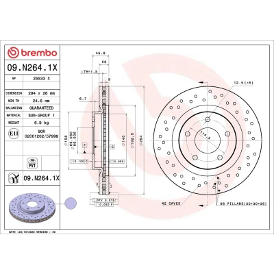 Immagine di BREMBO Disco freno MITSUBISHI: Lancer 7 Limousine, ASX SUV, 8 CITROËN: C4 Aircross 09.N264.1X Dischi freno, dei freni