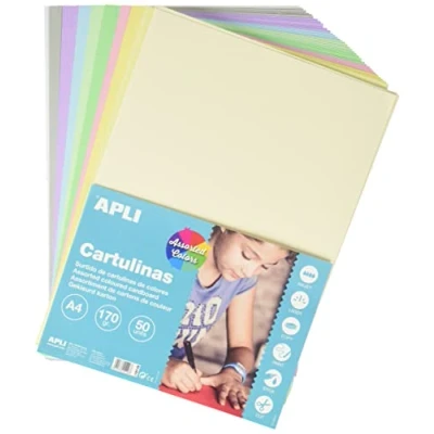 Immagine di Apli Cartoncini Colorati Set da 50 Pezzi, A4, Multicolore