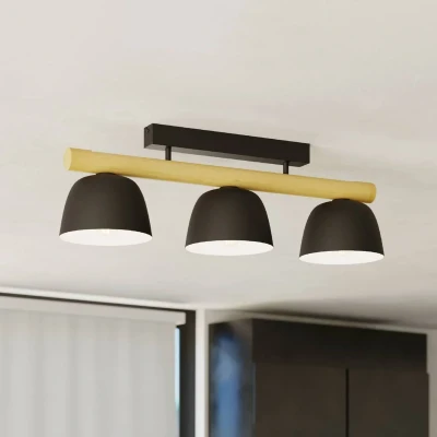Immagine di EGLO Plafoniera Sherburn, lunghezza 80 cm, nero/marrone, a 3 luci.